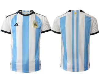 Moški Nogometni dresi Argentina Domači SP 2022 Kratek Rokav Dres Nogometne Reprezentacije