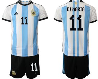Moški Nogometni dresi Argentina Domači SP 2022 Kratek Rokav + Kratke hlače DI MARIA 11