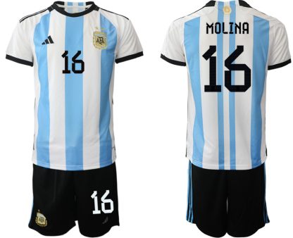 Moški Nogometni dresi Argentina Domači SP 2022 Kratek Rokav + Kratke hlače MOLINA 16