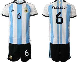 Moški Nogometni dresi Argentina Domači SP 2022 Kratek Rokav + Kratke hlače PEZZELLA 6