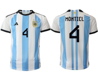 Moški Nogometni dresi Argentina Domači SP 2022 Kratek Rokav MONTIEL 4