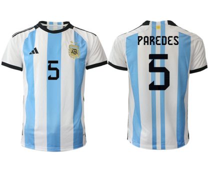 Moški Nogometni dresi Argentina Domači SP 2022 Kratek Rokav PAREDES 5
