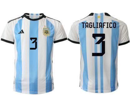 Moški Nogometni dresi Argentina Domači SP 2022 Kratek Rokav TAGLIAFICO 3