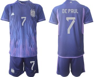 Moški Nogometni dresi Argentina Gostujoči SP 2022 Kratek Rokav + Kratke hlače DE PAUL 7
