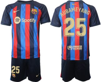 Moški Nogometni dresi Barcelona Domači 2023 Kratek Rokav + Kratke hlače AUBAMEYANG 25