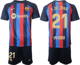 Moški Nogometni dresi Barcelona Domači 2023 Kratek Rokav + Kratke hlače F.DE JONG 21