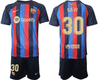 Moški Nogometni dresi Barcelona Domači 2023 Kratek Rokav + Kratke hlače GAVI 30