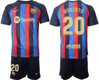 Moški Nogometni dresi Barcelona Domači 2023 Kratek Rokav + Kratke hlače ROBERTO 20