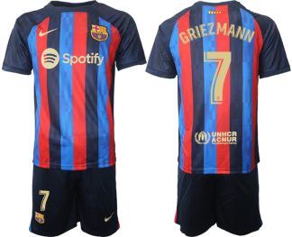 Moški Nogometni dresi FC Barcelona Domači 2023 Kratek Rokav + Kratke hlače GRIEZMANN 7