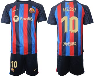 Moški Nogometni dresi FC Barcelona Domači 2023 Kratek Rokav + Kratke hlače MESSI 10