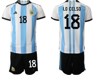 Moški Nogometni dresi kompleti Argentina Domači SP 2022 tisk LO CELSO 18