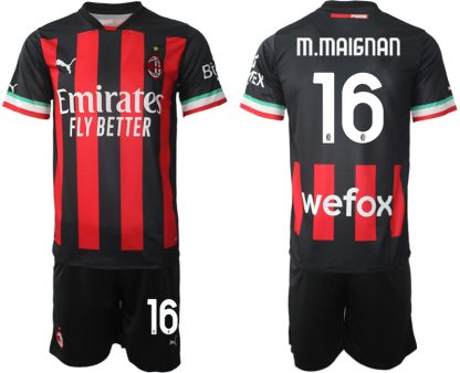 Moški Nogometni dresi AC Milan Domači 2023 Kratek Rokav + Kratke hlače M.MAIGNAN 16
