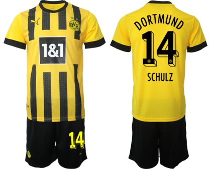 Moški Nogometni dresi Borussia Dortmund Domači 2023 Kratek Rokav + Kratke hlače SCHULZ 14