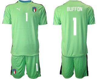Moški Nogometni dresi Italija Vratar Gostujoči 2023 zelena Kratek Rokav + Kratke hlače BUFFON 1