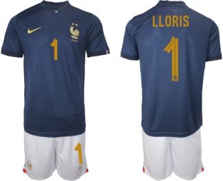 Moški Nogometni dresi kompleti Francija Domači SP 2022 Kratek Rokav + Kratke hlače LLORIS 1