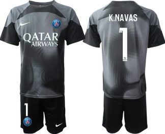 Moški Nogometni dresi kompleti Paris Saint-Germain Vratar Tretji 2023 tisk K.NAVAS 1