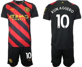 Moški Nogometni dresi Manchester City Gostujoči 2023 Kratek Rokav + Kratke hlače KUN AGÜERO 10