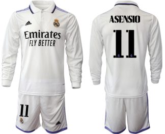 Moški Nogometni dresi Real Madrid Domači 2023 Dolgi Rokav + Kratke hlače ASENSIO 11