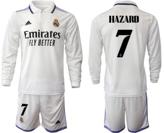 Moški Nogometni dresi Real Madrid Domači 2023 Dolgi Rokav + Kratke hlače HAZARD 7