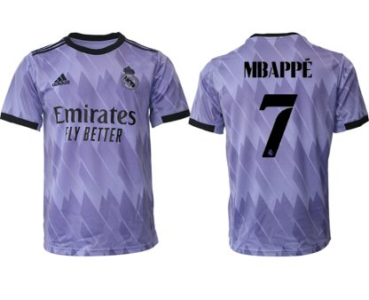 Moški Nogometni dresi Real Madrid Gostujoči 2023 Kratek Rokav MBAPPÉ 7