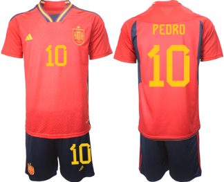 Moški Nogometni dresi Španija Domači SP 2022 Kratek Rokav + Kratke hlače PEDRO 10