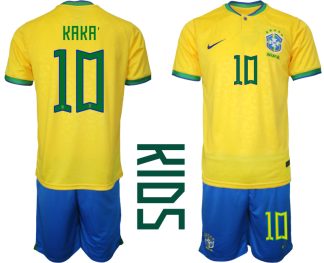 Otroški Nogometna dresi Brazilija Domači SP 2022 Kratek Rokav + Kratke hlače KAKA’10