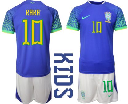 Otroški Nogometni dresi Brazilija Gostujoči SP 2022 Kratek Rokav + Kratke hlače KAKA‘ 10