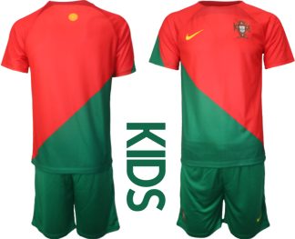 Otroški Nogometni dresi Portugalska Domači SP 2022 Kratek Rokav + Kratke hlače