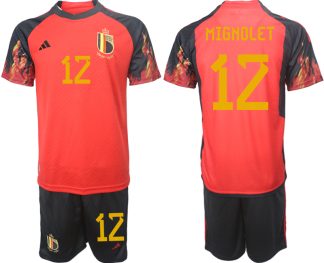 Moški Nogometni dresi Belgija Domači SP 2022 Kratek Rokav + Kratke hlače MIGNOLET 12
