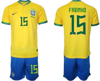 Moški Nogometni dresi Brazilija Domači SP 2022 Kratek Rokav + Kratke hlače FABINHO 15