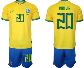 Moški Nogometni dresi Brazilija Domači SP 2022 Kratek Rokav + Kratke hlače VINI JR.20
