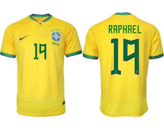 Moški Nogometni dresi Brazilija Domači SP 2022 Kratek Rokav RAPHAEL 19