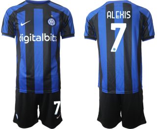 Moški Nogometni dresi Inter Milan Domači 2023 Kratek Rokav + Kratke hlače ALEXIS 7