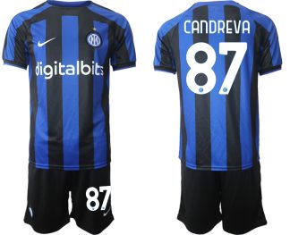 Moški Nogometni dresi Inter Milan Domači 2023 Kratek Rokav + Kratke hlače CANDREVA 87