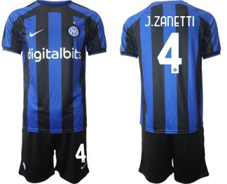 Moški Nogometni dresi Inter Milan Domači 2023 Kratek Rokav + Kratke hlače J.ZANETTI 4