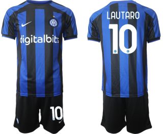 Moški Nogometni dresi Inter Milan Domači 2023 Kratek Rokav + Kratke hlače LAUTARO 10