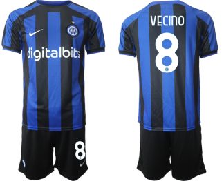 Moški Nogometni dresi Inter Milan Domači 2023 Kratek Rokav + Kratke hlače VECINO 8