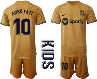 Otroški Nogometni dresi Barcelona Gostujoči 2023 Kratek Rokav + Kratke hlače ANSU FATI 10