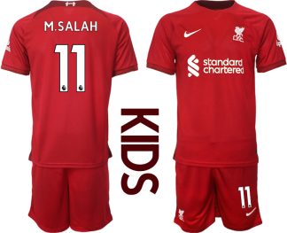 Otroški Nogometni dresi Liverpool Domači 2023 Kratek Rokav + Kratke hlače M.SALAH 11