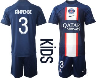 Otroški Nogometni dresi Paris Saint-Germain PSG Domači 2023 Kratek Rokav + Kratke hlače KiMPEMBE 3