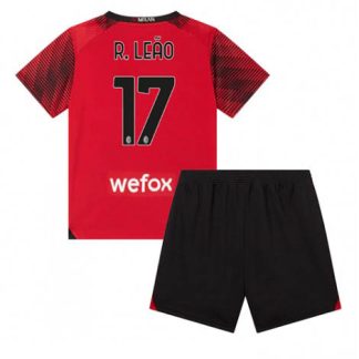 Otroški Nogometni dresi AC Milan Domači 2023-24 Kratek Rokav + Kratke hlače Rafael Leao 17
