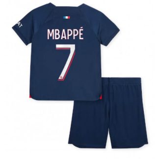 Poceni Otroški Nogometni dresi kompleti Paris Saint-Germain PSG Domači 23-24 Kylian Mbappe 7