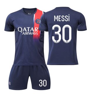 Moški Nogometni dresi Paris Saint-Germain PSG Domači 2023-24 Kratek Rokav + Kratke hlače MESSi 30