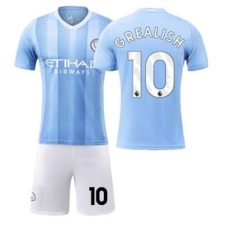 Otroški Nogometna dresi Manchester City Domači 2023-24 Kratek rokav + hlače GREALISH 10