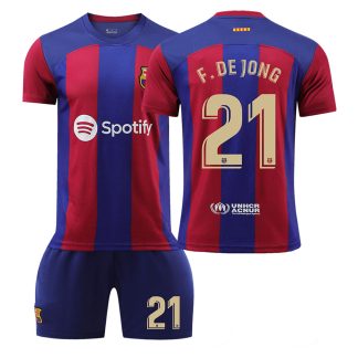 Otroški Nogometni dresi Barcelona Domači 23-24 Kratek Rokav + Kratke hlače F.DE JONG 21