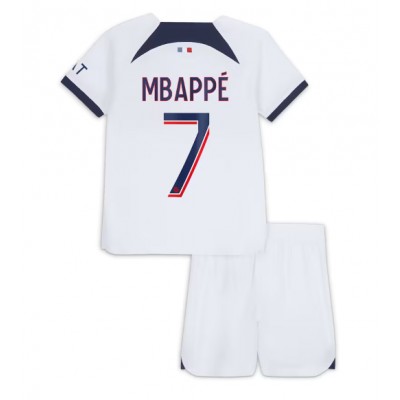 Otroški Nogometni dresi kompleti Paris Saint-Germain PSG Gostujoči 2023-24 Kylian Mbappe 7