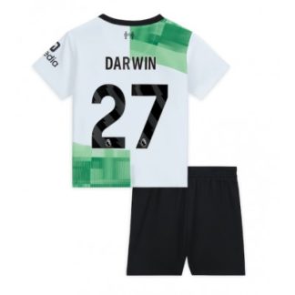 Otroški Nogometni dresi Liverpool Gostujoči 2023-24 Kratek Rokav + Kratke hlače Darwin Nunez 27
