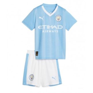 Otroški Nogometni dresi Manchester City Domači 2023-24 Kratek Rokav + Kratke hlače