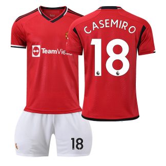 Otroški Nogometni dresi Manchester United kompleti Domači 2023-24 CASEMIRO 18