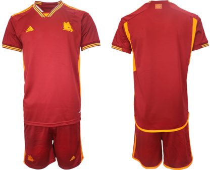 Moški Nogometni dresi AS Roma Domači 2023-24 Kratek Rokav + Kratke hlače